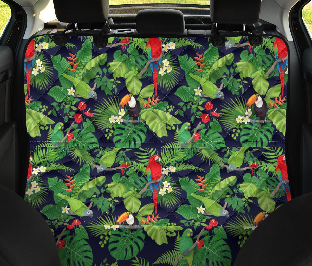 Rainforest Parrot Pattern Print Design A03 Rear Dog Car Seat Cover Hammock