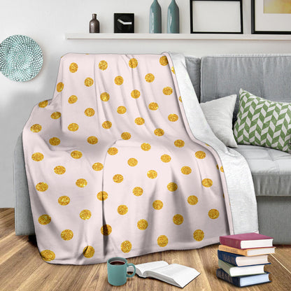 Polka Dot Gold Pink Pattern Print Design 01 Premium Blanket