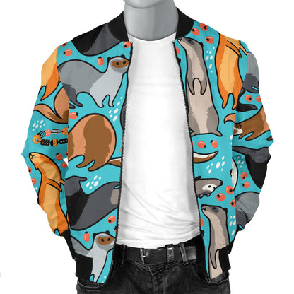 Ferret Pattern Print Design 03 Men Bomber Jacket