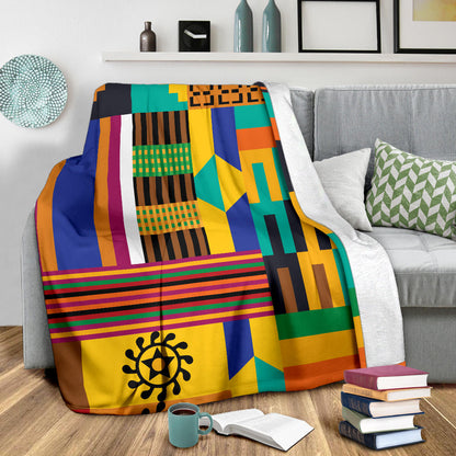 Kente Pattern Print Design 03 Premium Blanket