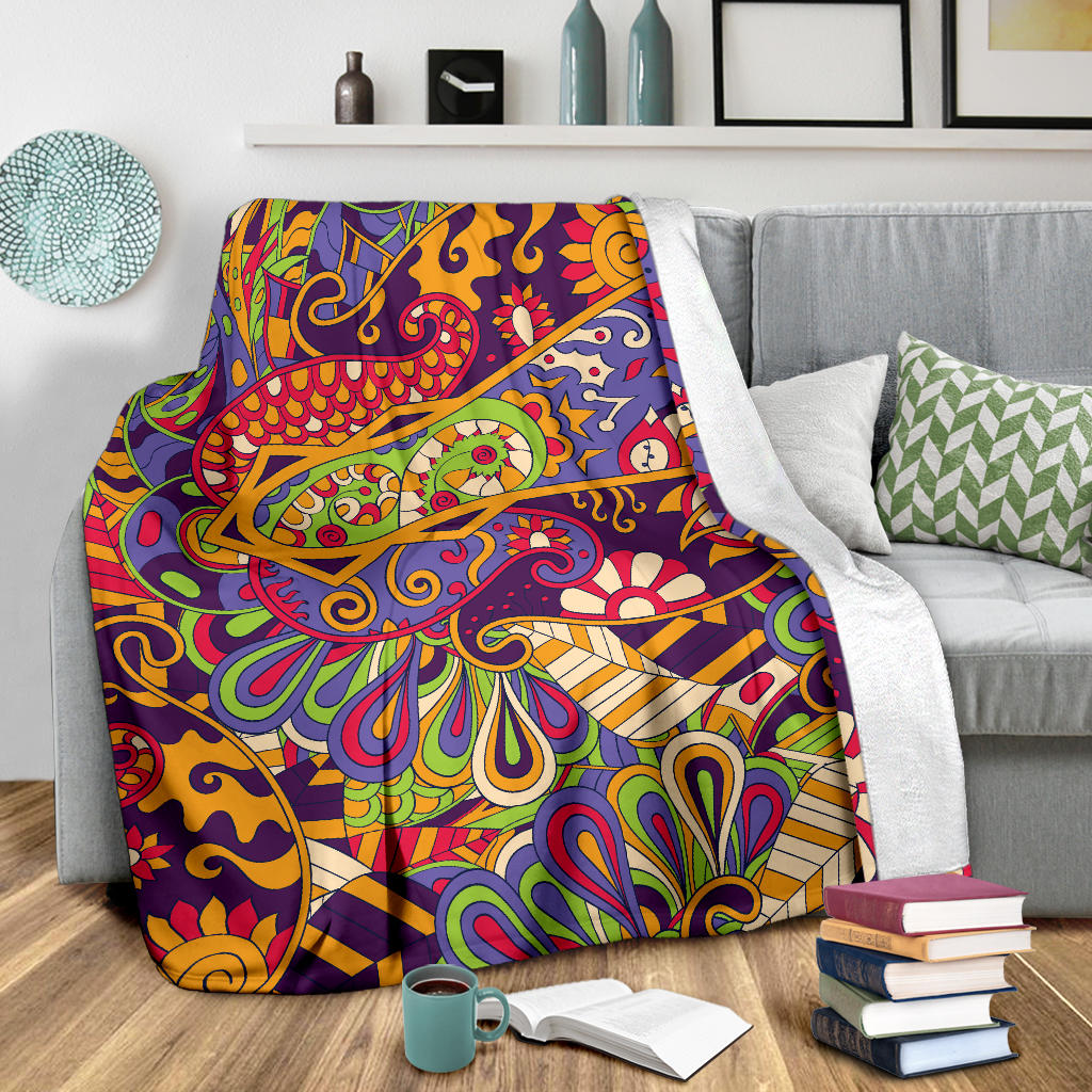 Funky Retro Pattern Print Design A04 Premium Blanket