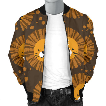 Lion Cartoon Pattern Print Design 01 Men Bomber Jacket
