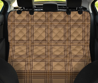 Houndstooth Brown Pattern Print Design 04 Rear Dog Car Seat Cover Hammock