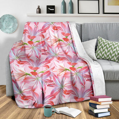 Amaryllis Pattern Print Design 02 Premium Blanket