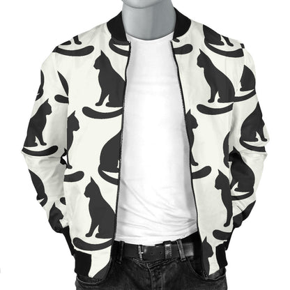 Black Cat Pattern Print Design 02 Men Bomber Jacket