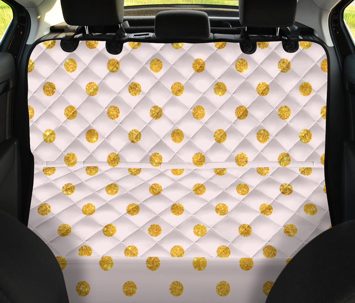 Polka Dot Gold Pink Pattern Print Design 01 Rear Dog Car Seat Cover Hammock