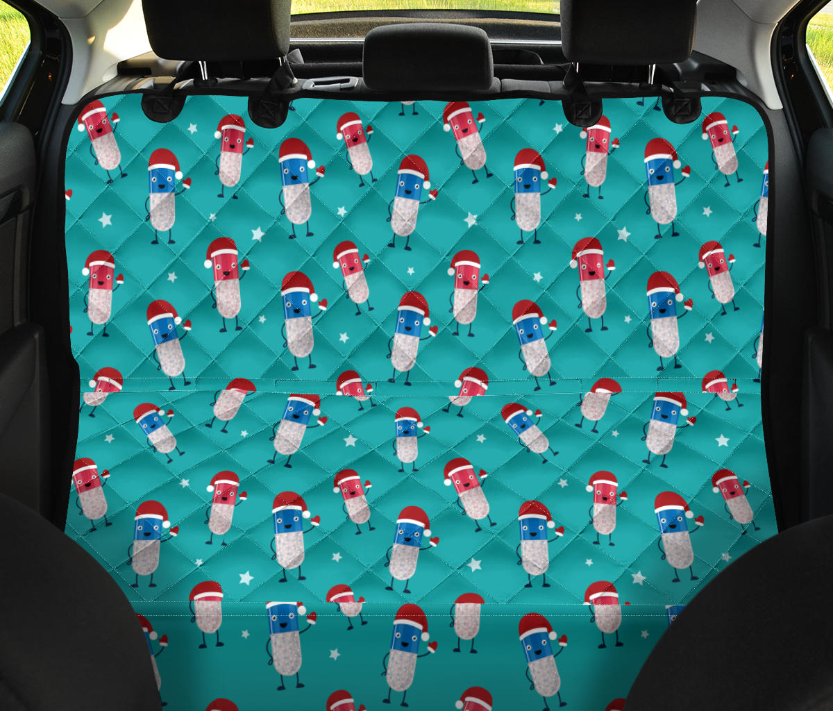 Pill Pattern Print Design A03 Rear Dog Car Seat Cover Hammock
