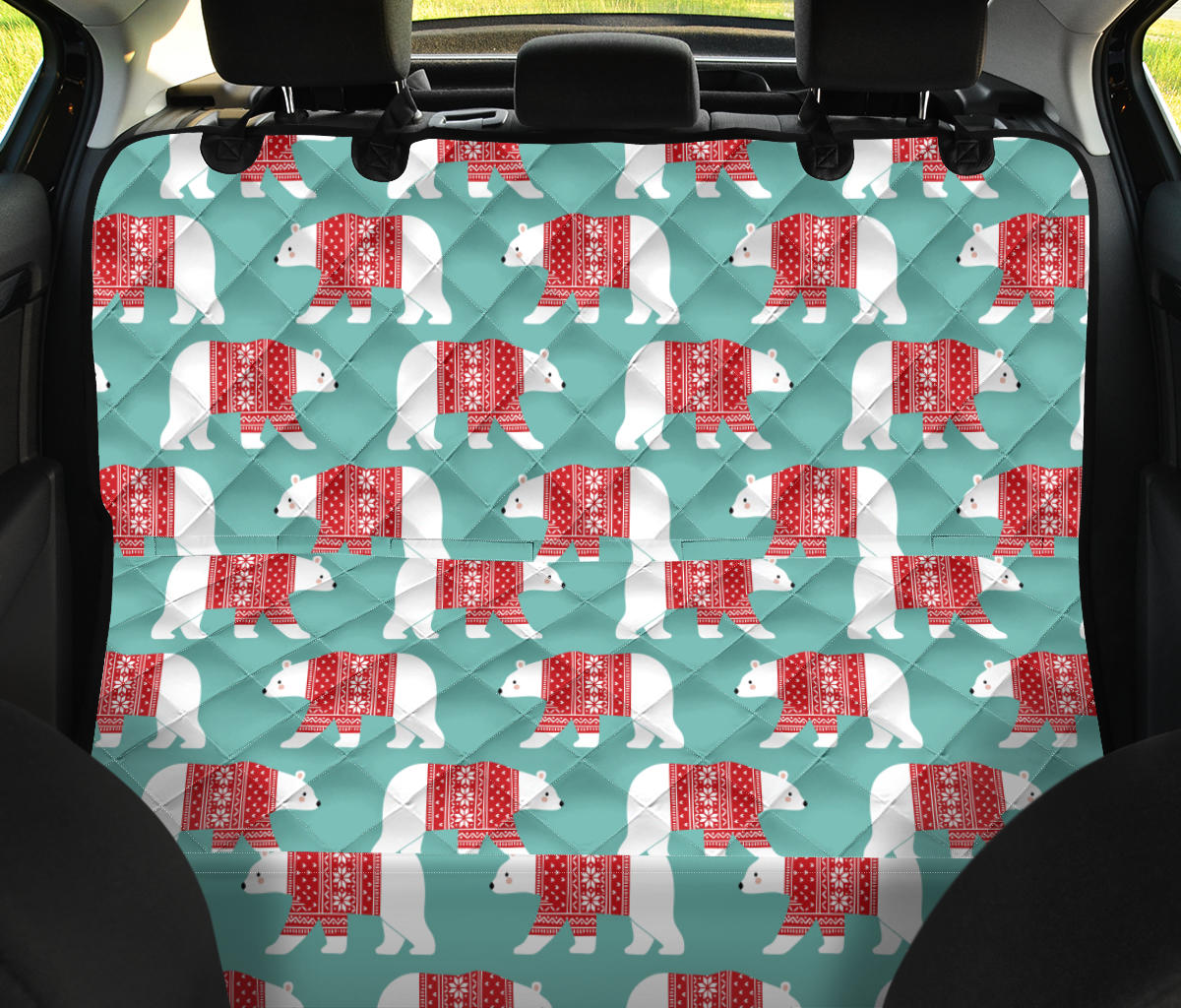 Polar Bear Pattern Print Design A04 Rear Dog Car Seat Cover Hammock