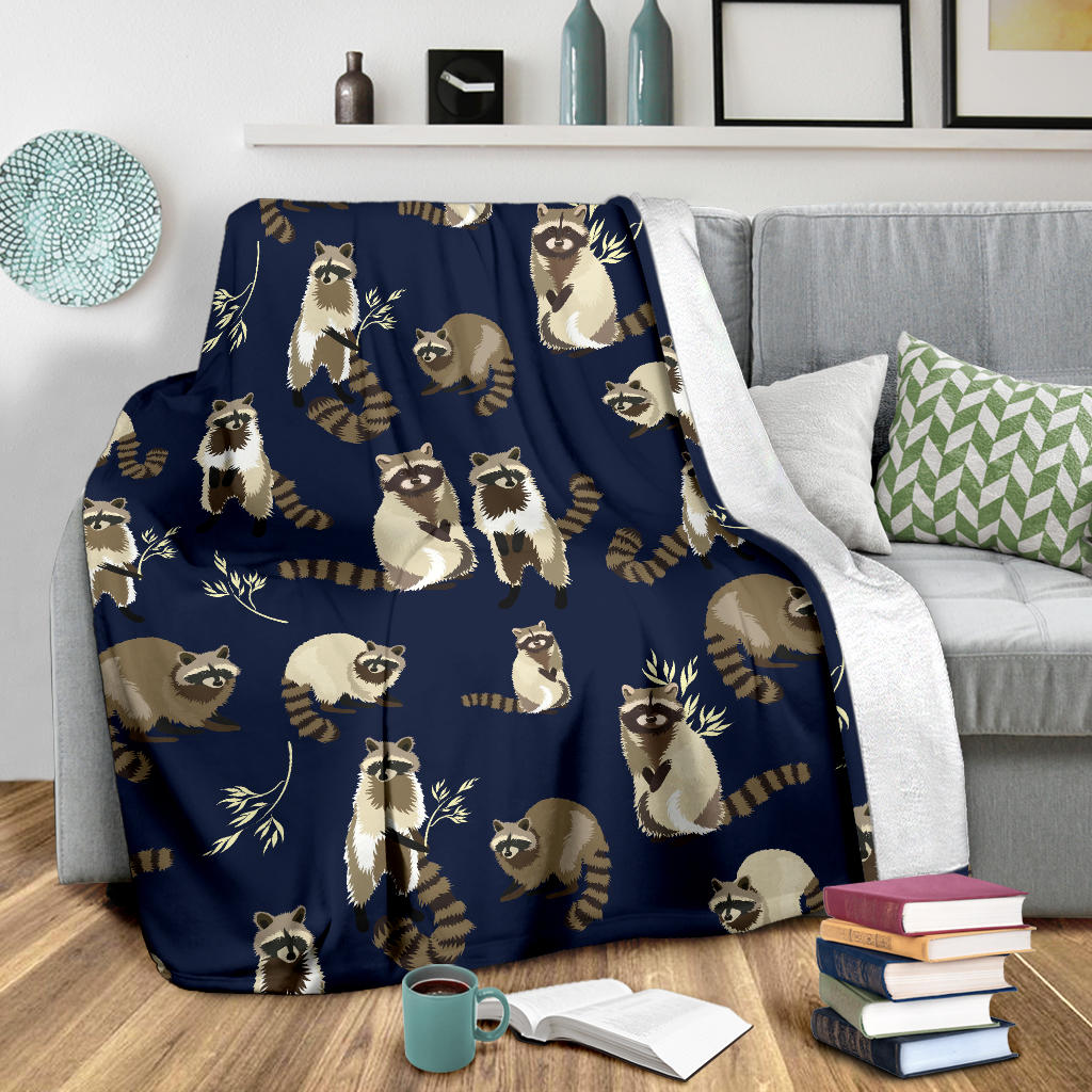 Raccoon Pattern Print Design A06 Premium Blanket