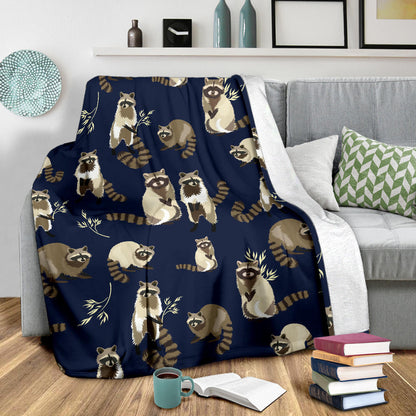 Raccoon Pattern Print Design A06 Premium Blanket