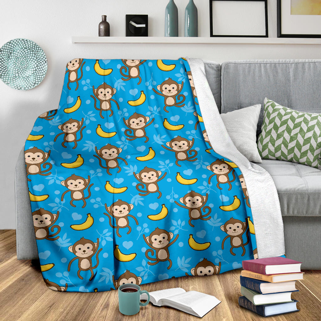 Monkey Pattern Print Design 05 Premium Blanket