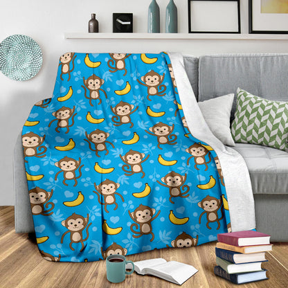 Monkey Pattern Print Design 05 Premium Blanket