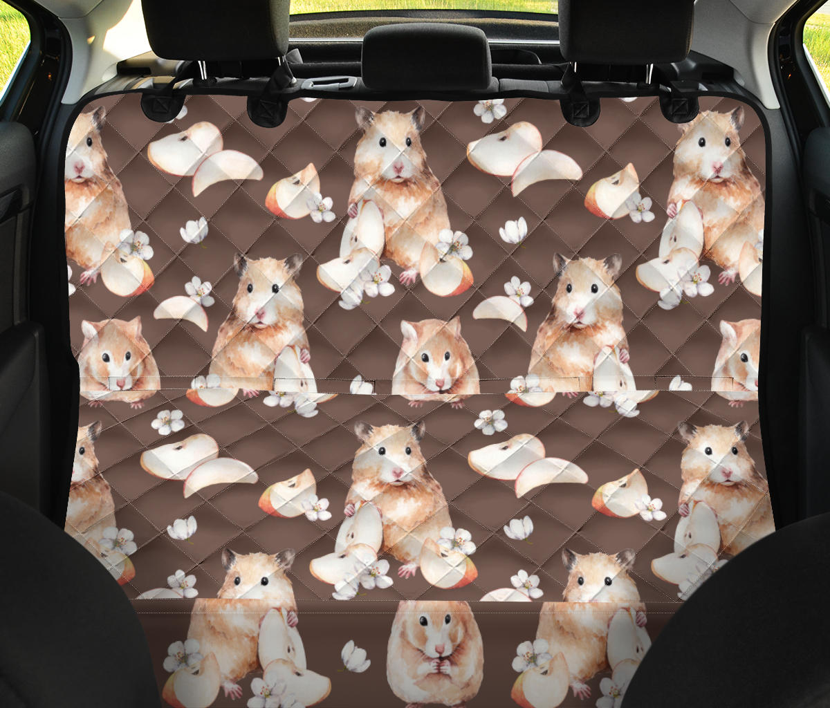 Hamster Pattern Print Design 03 Rear Dog Car Seat Cover Hammock