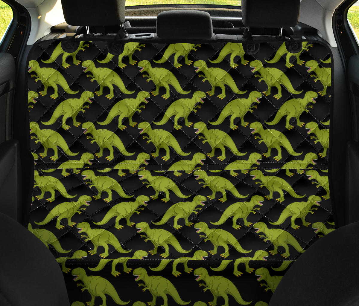 T Rex Pattern Print Design A02 Rear Dog Car Seat Cover Hammock