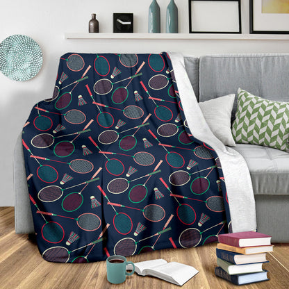 Badminton Pattern Print Design 03 Premium Blanket