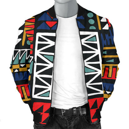 Kente Pattern Print Design 02 Men Bomber Jacket