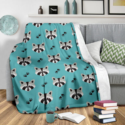 Raccoon Pattern Print Design A01 Premium Blanket