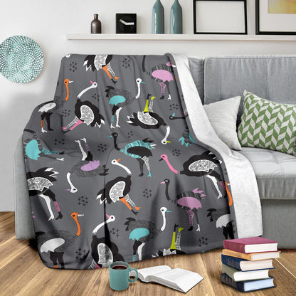 Ostrich Pattern Print Design 01 Premium Blanket