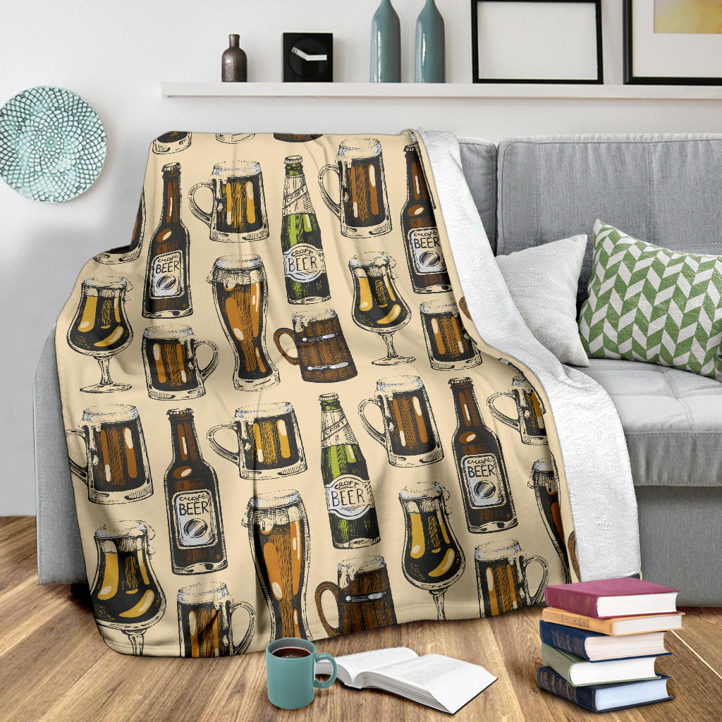 Beer Pattern Print Design 04 Premium Blanket