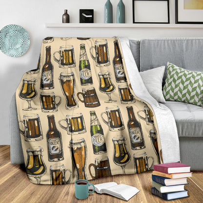 Beer Pattern Print Design 04 Premium Blanket