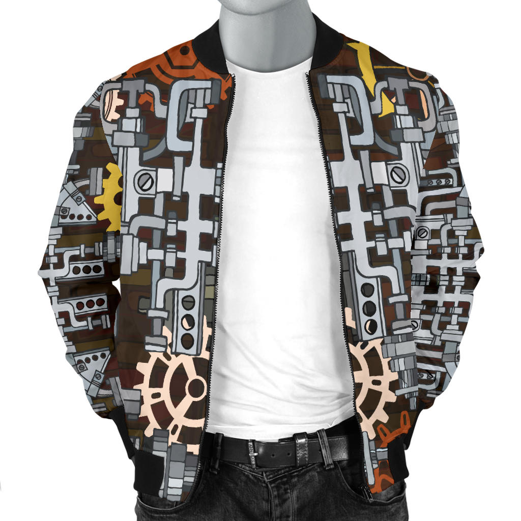 Mechanic Pattern Print Design 04 Men Bomber Jacket