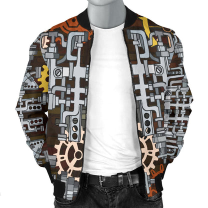 Mechanic Pattern Print Design 04 Men Bomber Jacket