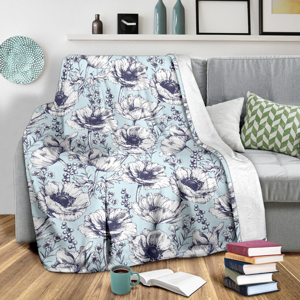 Anemone Pattern Print Design 02 Premium Blanket