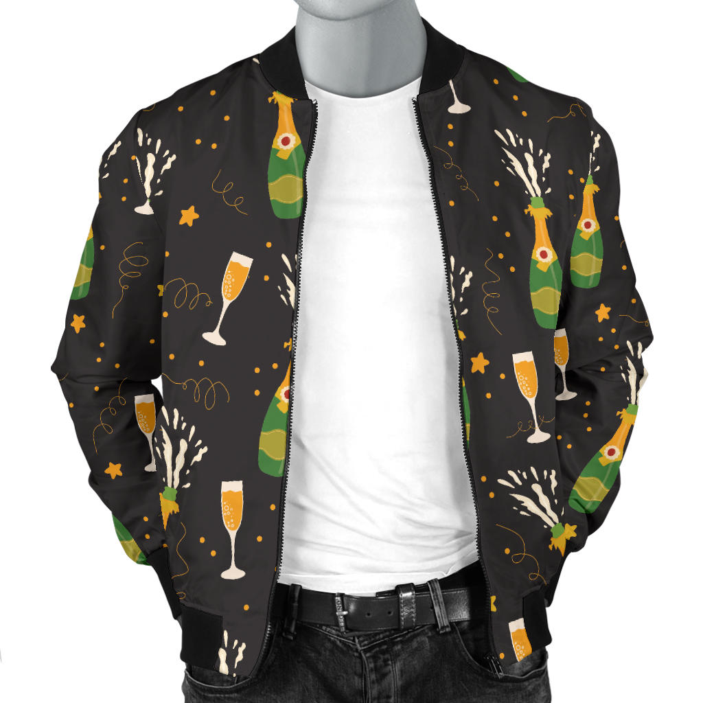 Champagne Pattern Print Design 04 Men Bomber Jacket
