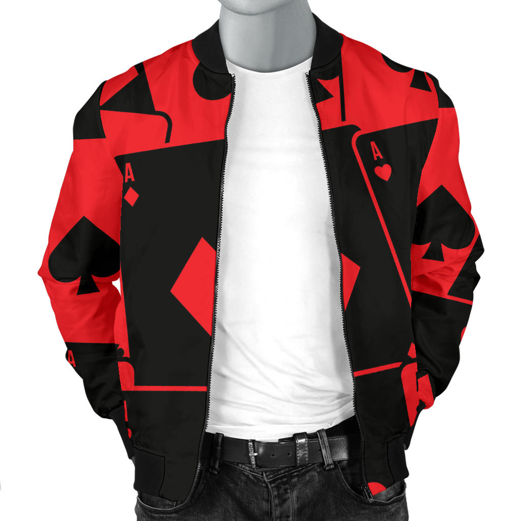 Poker Cards Pattern Print Design A01 Men Bomber Jacket