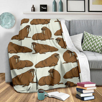 Walrus Pattern Print Design 03 Premium Blanket
