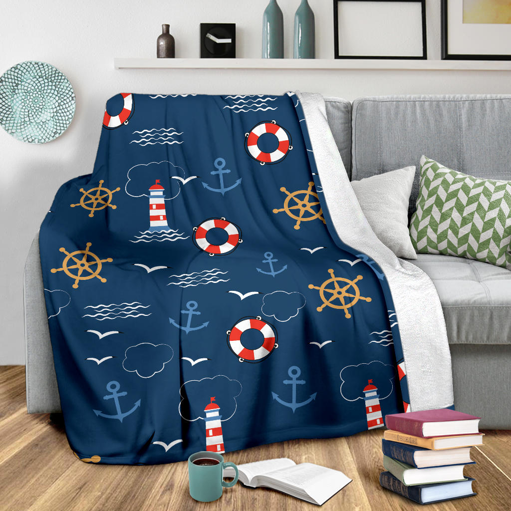Nautical Pattern Print Design A06 Premium Blanket