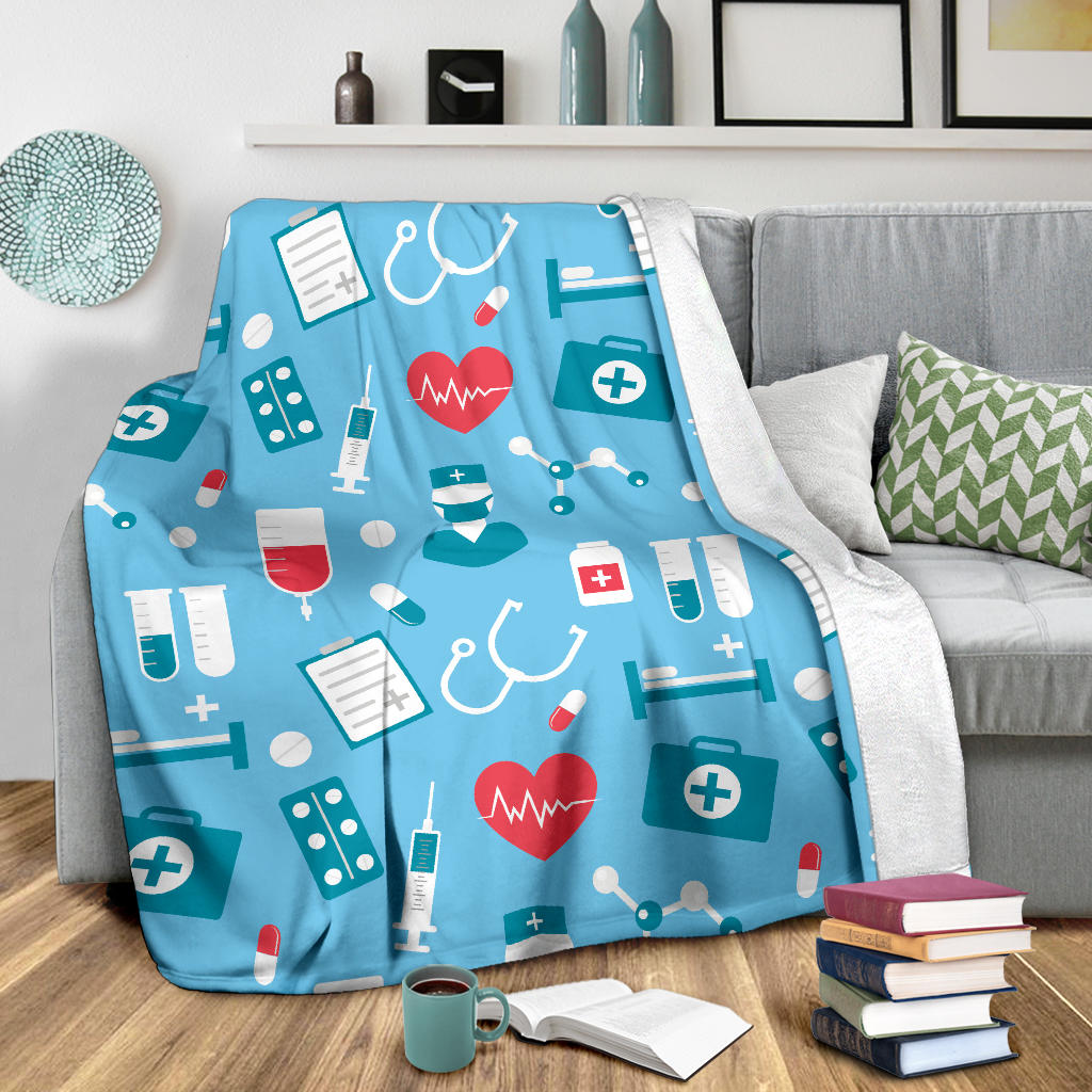 Nurse Pattern Print Design A03 Premium Blanket