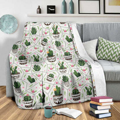 Cactus Pattern Print Design 04 Premium Blanket
