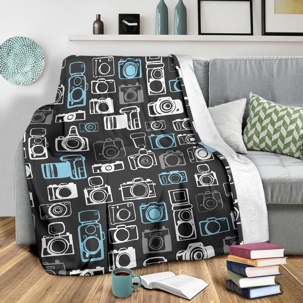 Camera Pattern Print Design 04 Premium Blanket