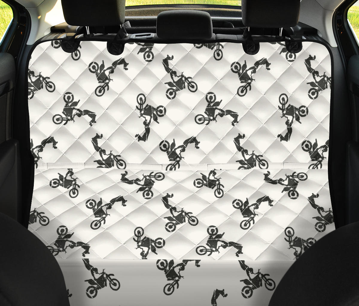 Motocross Pattern Print Design 03 Rear Dog Car Seat Cover Hammock