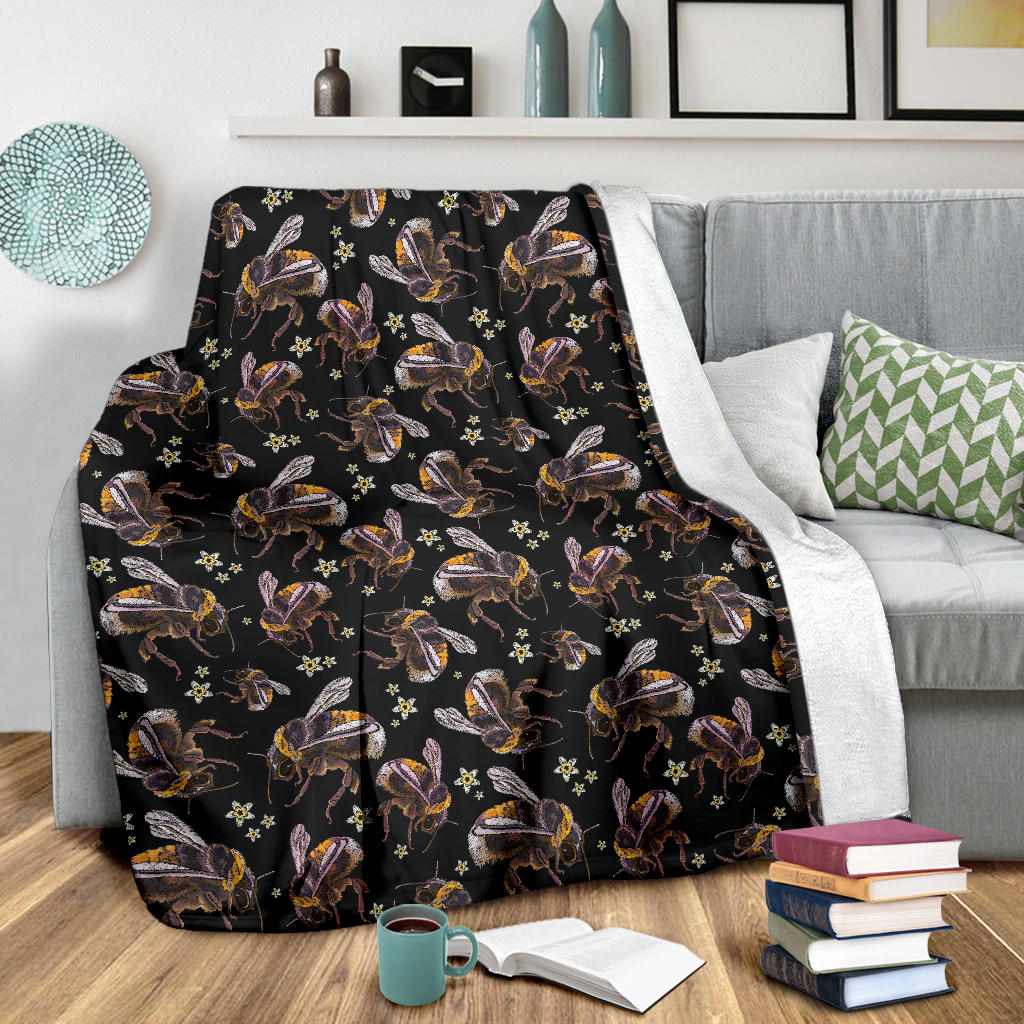 Bee Pattern Print Design 04 Premium Blanket