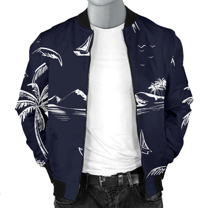 Pacific island Pattern Print Design A02 Men Bomber Jacket