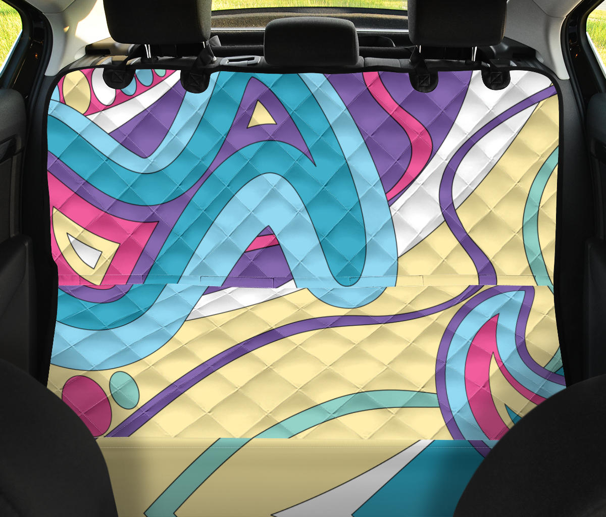 Funky Retro Pattern Print Design A01 Rear Dog Car Seat Cover Hammock