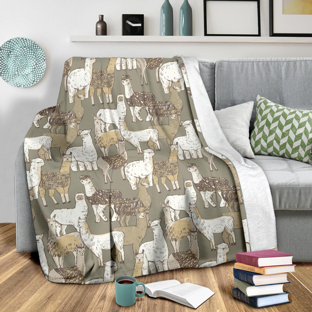Alpaca Pattern Print Design 01 Premium Blanket