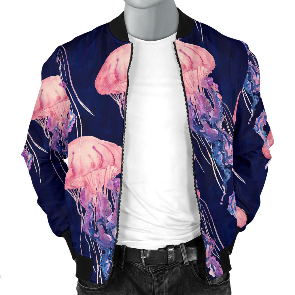 Jellyfish Pattern Print Design 03 Men Bomber Jacket
