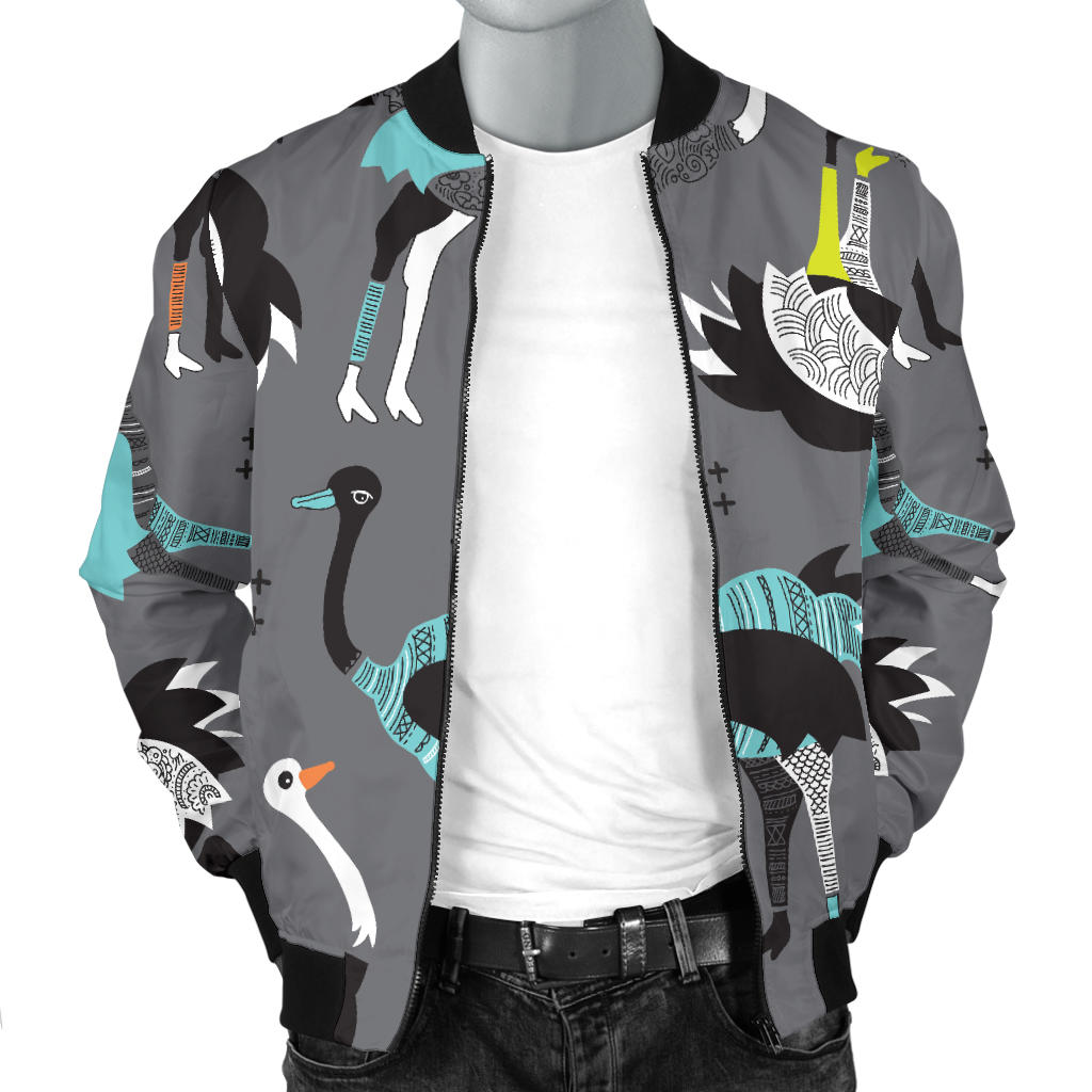 Ostrich Pattern Print Design 01 Men Bomber Jacket