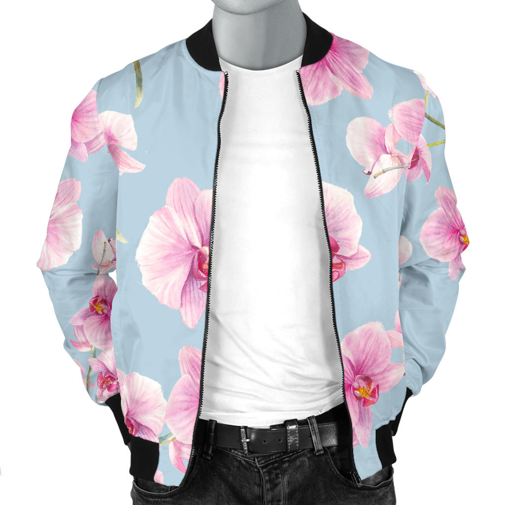 Orchid Pattern Print Design A01 Men Bomber Jacket