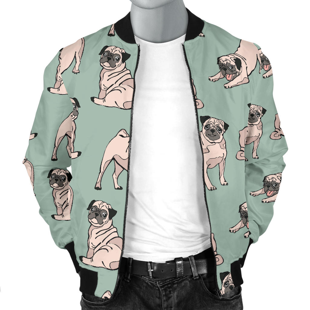 Pug Pattern Print Design A01 Men Bomber Jacket