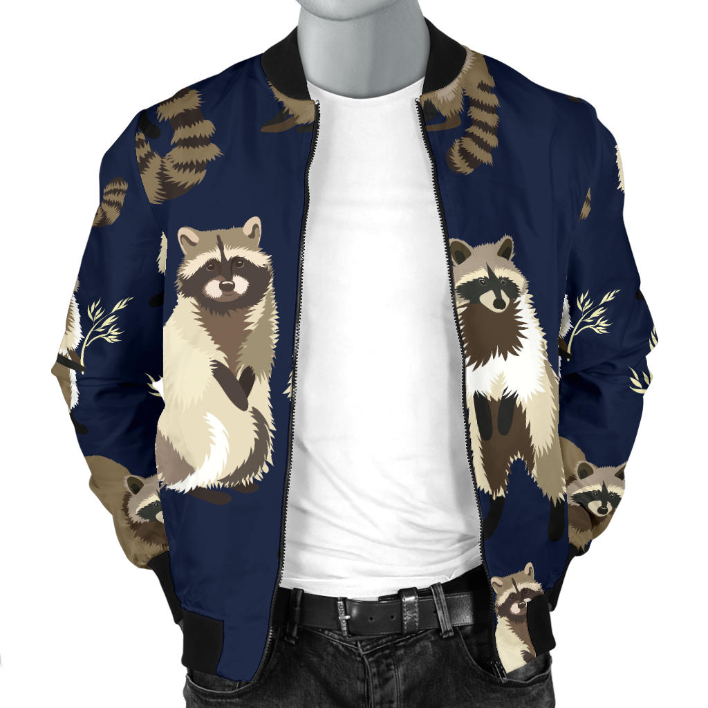 Raccoon Pattern Print Design A06 Men Bomber Jacket