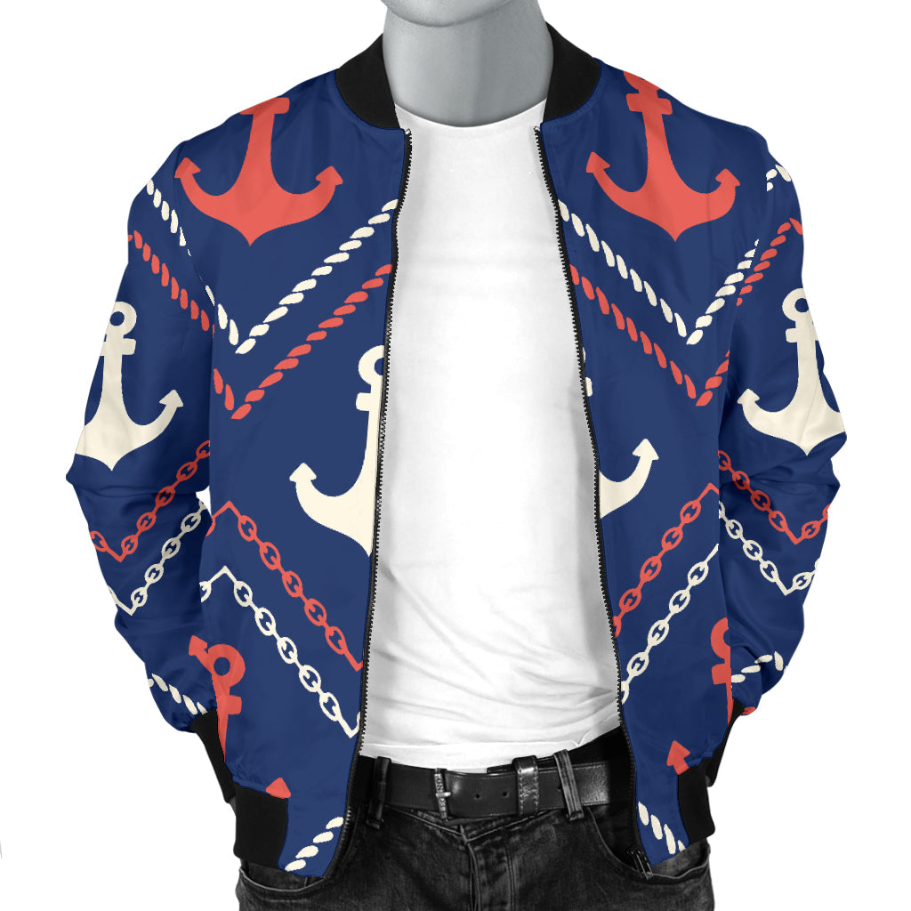 Anchor Pattern Print Design 07 Men Bomber Jacket