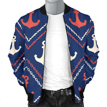 Anchor Pattern Print Design 07 Men Bomber Jacket