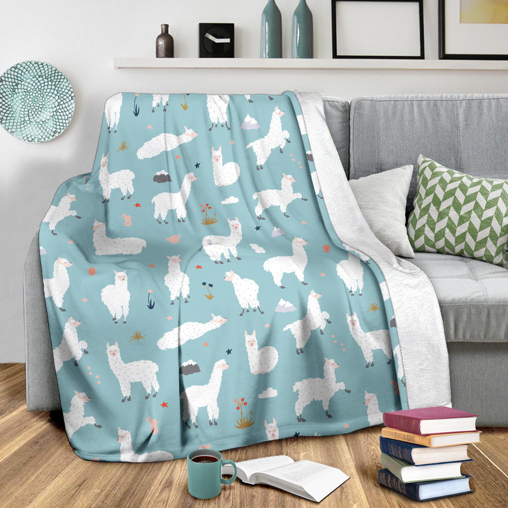Alpaca Pattern Print Design 02 Premium Blanket