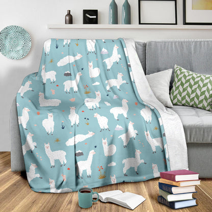 Alpaca Pattern Print Design 02 Premium Blanket