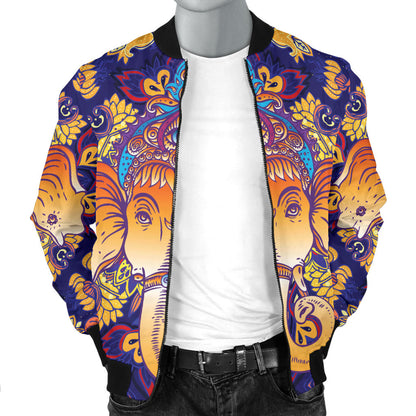 Ganesha Pattern Print Design 01 Men Bomber Jacket