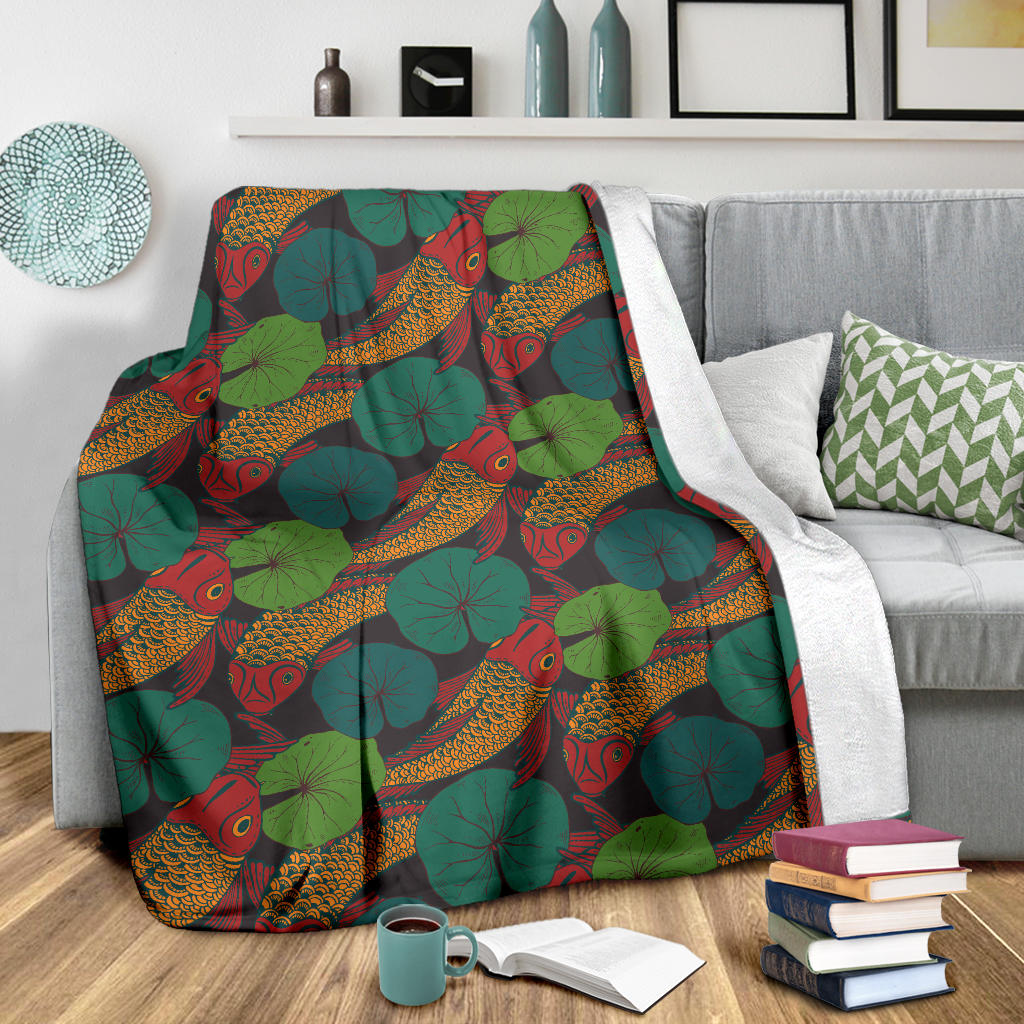 KOI Fish Pattern Print Design 01 Premium Blanket